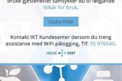 Bildet viser påloggingsside til Helse Vests gjestenett